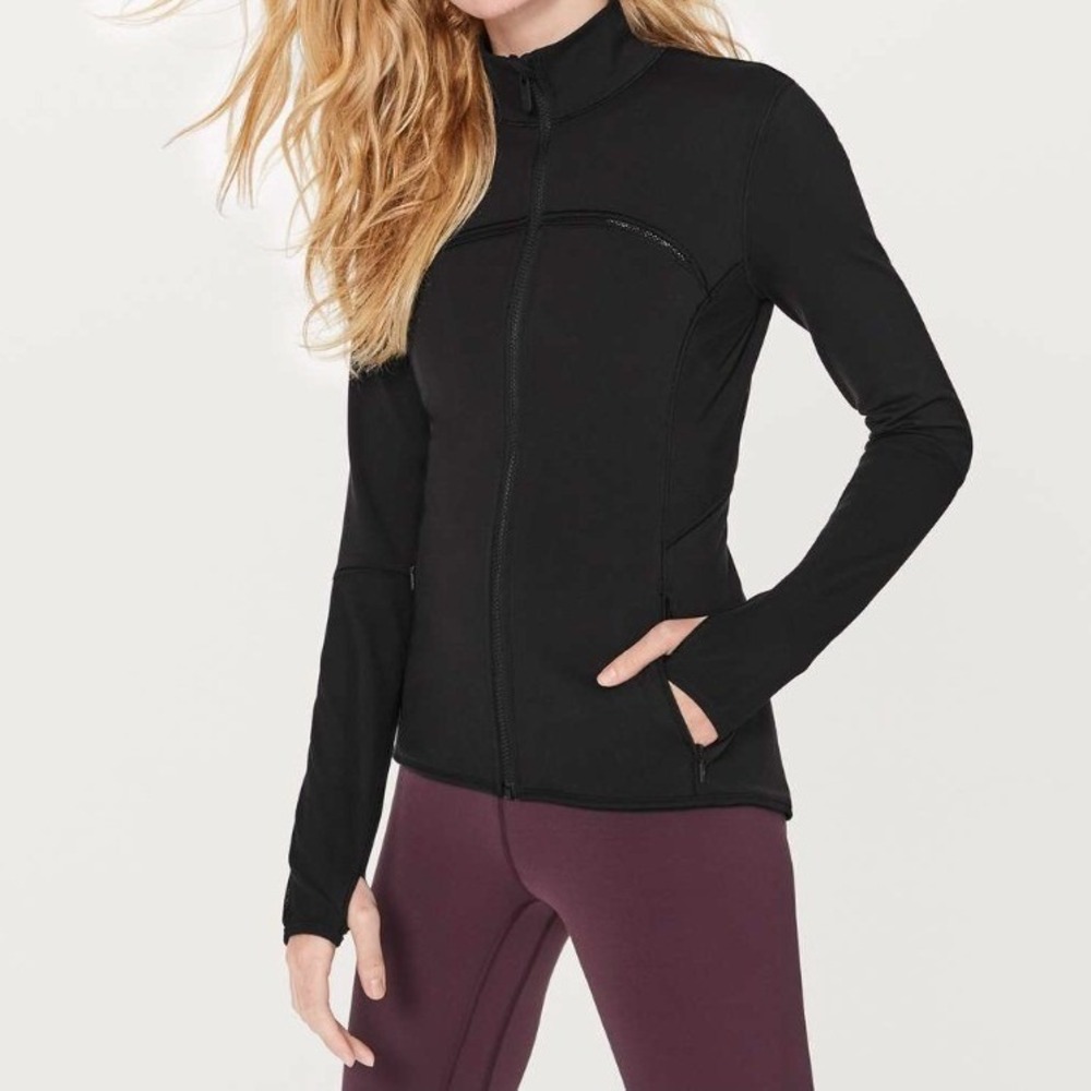 Lululemon Mesh is More Jacket Black Fitted Stretch Soft Sporty Running Size 6